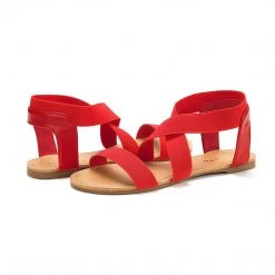 DREAM PAIRS Women's Elastic Ankle Strap Flat Sandals