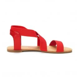 DREAM PAIRS Women's Elastic Ankle Strap Flat Sandals