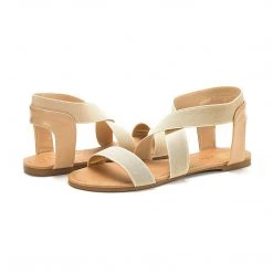 DREAM PAIRS Women's Elastic Ankle Strap Flat Sandals