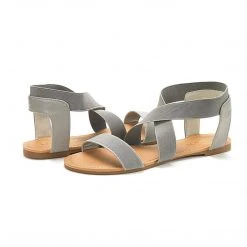 DREAM PAIRS Women's Elastic Ankle Strap Flat Sandals
