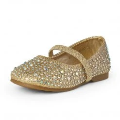 DREAM PAIRS Girl's Mary Jane Rhinestone Ballet Flats Women