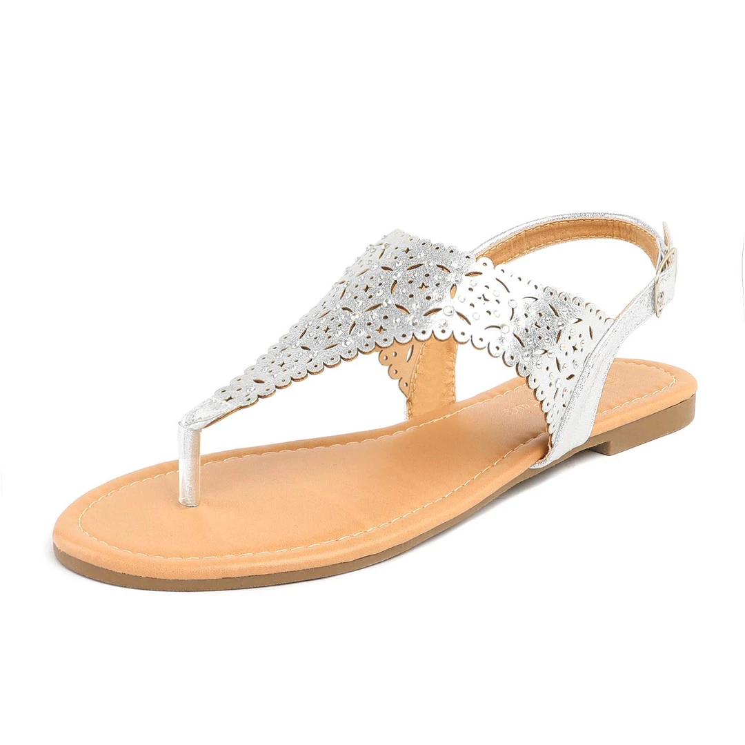 DREAM PAIRS Women's Cut Out Rhinestone Flat Sandals 29 DREAM PAIRS Women's Cut Out Rhinestone Flat Sandals