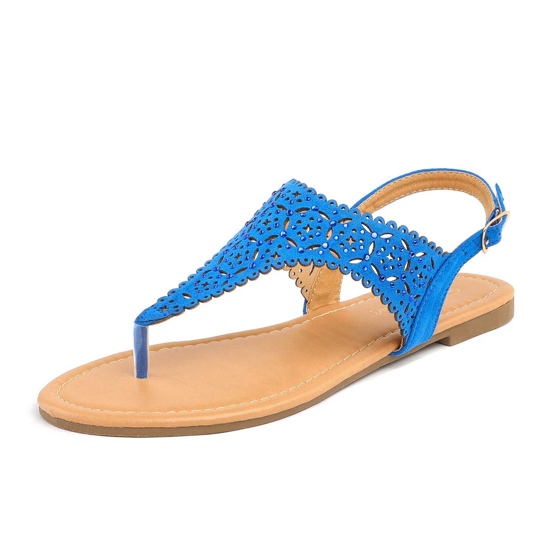 DREAM PAIRS Women's Cut Out Rhinestone Flat Sandals 25 DREAM PAIRS Women's Cut Out Rhinestone Flat Sandals