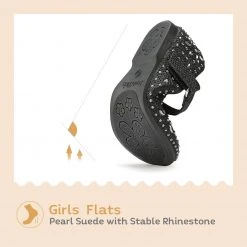 DREAM PAIRS Girl's Mary Jane Buckle Rhinestone Flats Women
