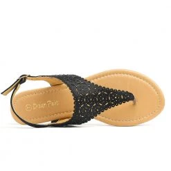 DREAM PAIRS Women's Cut Out Rhinestone Flat Sandals 38 DREAM PAIRS Women's Cut Out Rhinestone Flat Sandals