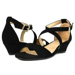 DREAM PAIRS Women's Ankle Strap Low Wedge Sandals