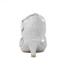 DREAM PAIRS Girls Low Heel Glitter Pump Sandals