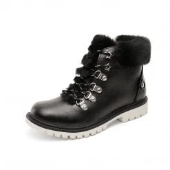 DREAM PAIRS Girls Kids Side Zipper Lace Up Ankle Fashion Boots