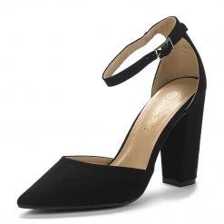 DREAM PAIRS Coco Pointed Toe Chunky High Heel Pumps Women