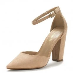 DREAM PAIRS Coco Pointed Toe Chunky High Heel Pumps Women