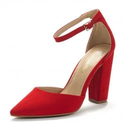 DREAM PAIRS Coco Pointed Toe Chunky High Heel Pumps Women