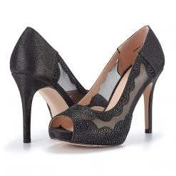 DREAM PAIRS Women's Open Toe Rhinestone Pump Heel Sandals