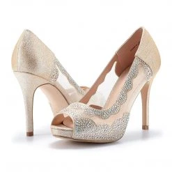 DREAM PAIRS Women's Open Toe Rhinestone Pump Heel Sandals
