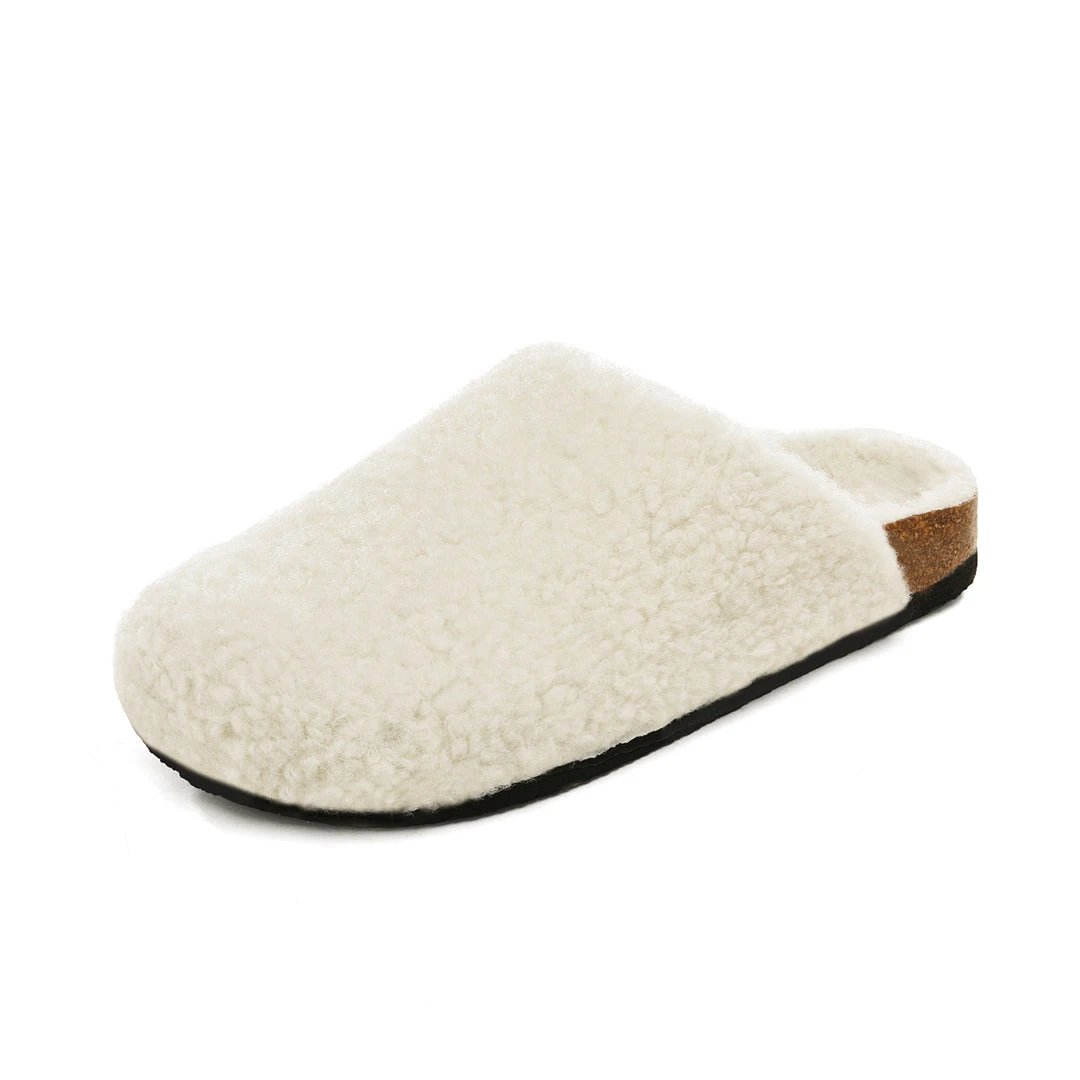 DREAM PAIRS Women's Indoor & Outdoor Cork Fuzzy Slippers 30 DREAM PAIRS Women's Indoor & Outdoor Cork Fuzzy Slippers