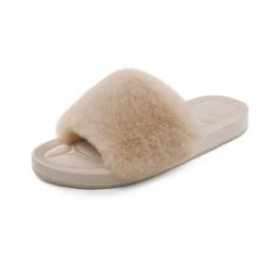 DREAM PAIRS Women's Fluffy Open Toe Slippers