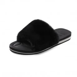 DREAM PAIRS Women's Fluffy Open Toe Slippers