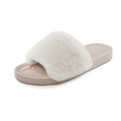 DREAM PAIRS Women's Fluffy Open Toe Slippers