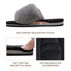 DREAM PAIRS Women's Fluffy Open Toe Slippers