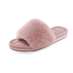 DREAM PAIRS Women's Fluffy Open Toe Slippers