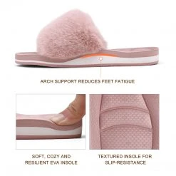 DREAM PAIRS Women's Fluffy Open Toe Slippers