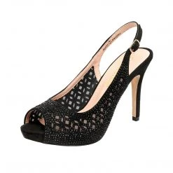 DREAM PAIRS Women's High Heels Peep Toe Rhinestone Pumps