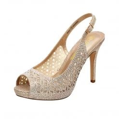 DREAM PAIRS Women's High Heels Peep Toe Rhinestone Pumps