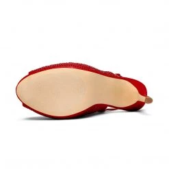 DREAM PAIRS Women's High Heels Peep Toe Rhinestone Pumps