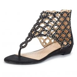 DREAM PAIRS Women's Rhinestones Flat Sandals