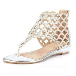 DREAM PAIRS Women's Rhinestones Flat Sandals