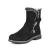 DREAM PAIRS Black Leather Mid Calf Strap Up Wide Boots