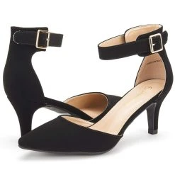 DREAM PAIRS Women's Low Heel Ankle Strap Pumps