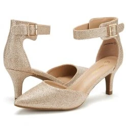 DREAM PAIRS Women's Low Heel Ankle Strap Pumps