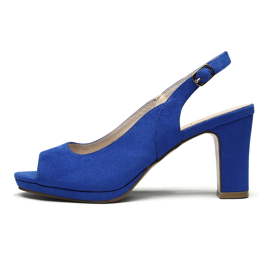 DREAM PAIRS Women's Chunky Heel Peep Toe Slingback Pumps 30 DREAM PAIRS Women's Chunky Heel Peep Toe Slingback Pumps