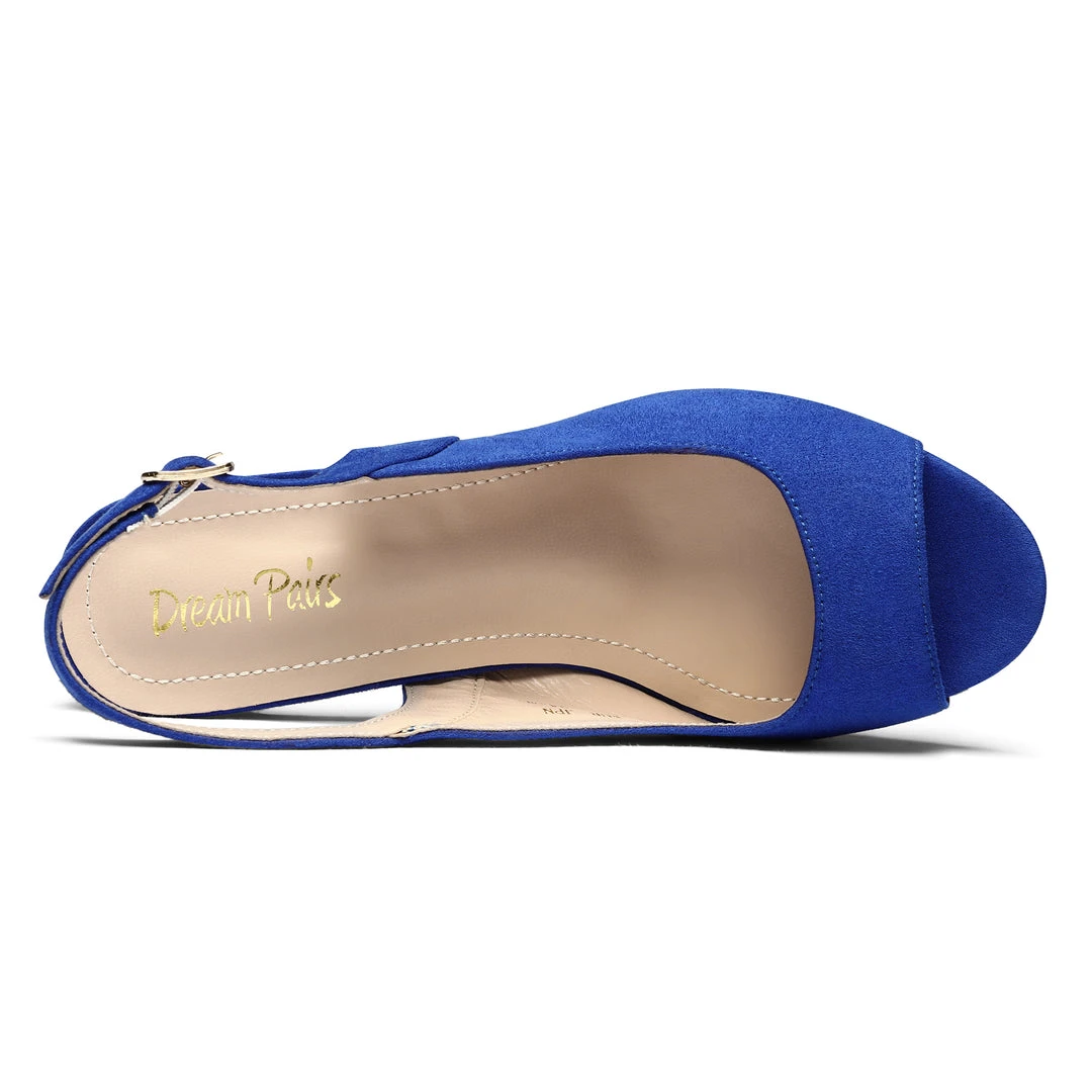 DREAM PAIRS Women's Chunky Heel Peep Toe Slingback Pumps 31 DREAM PAIRS Women's Chunky Heel Peep Toe Slingback Pumps