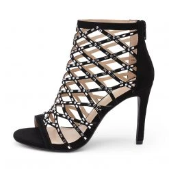 DREAM PAIRS New Arrivals Strappy Stiletto Rhinestone Sandals
