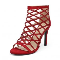 DREAM PAIRS New Arrivals Strappy Stiletto Rhinestone Sandals