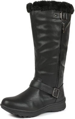 DREAM PAIRS Women's Winter Fully Fur Lined Zipper Closure Snow Knee High Boots