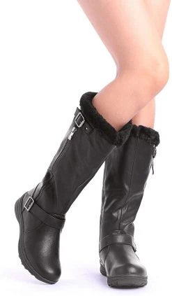 DREAM PAIRS Women's Winter Fully Fur Lined Zipper Closure Snow Knee High Boots