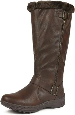 DREAM PAIRS Women's Winter Fully Fur Lined Zipper Closure Snow Knee High Boots