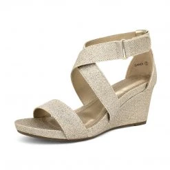 DREAM PAIRS Women's Elastic Ankle Strap Wedge Sandals