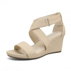 DREAM PAIRS Women's Elastic Ankle Strap Wedge Sandals