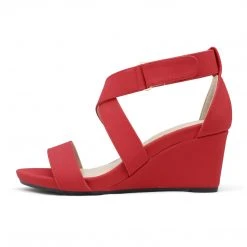 DREAM PAIRS Women's Elastic Ankle Strap Wedge Sandals