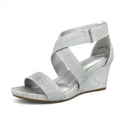 DREAM PAIRS Women's Elastic Ankle Strap Wedge Sandals