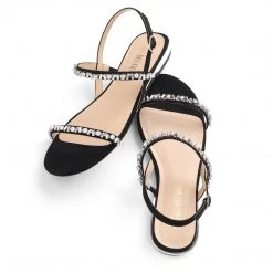 DREAM PAIRS Women's Casual Rhinestone Flat Sandals