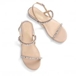DREAM PAIRS Women's Casual Rhinestone Flat Sandals