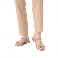 DREAM PAIRS Women's Casual Rhinestone Flat Sandals