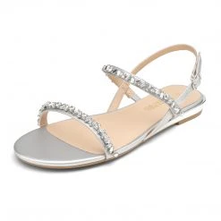 DREAM PAIRS Women's Casual Rhinestone Flat Sandals