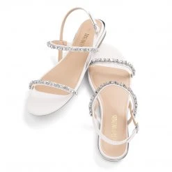 DREAM PAIRS Women's Casual Rhinestone Flat Sandals
