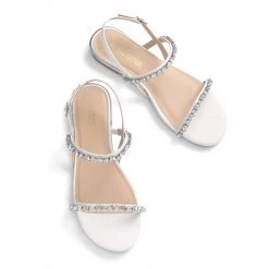 DREAM PAIRS Women's Casual Rhinestone Flat Sandals