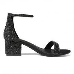 DREAM PAIRS New Arrivals Women's Chunky Pump Rhinestone Sandals